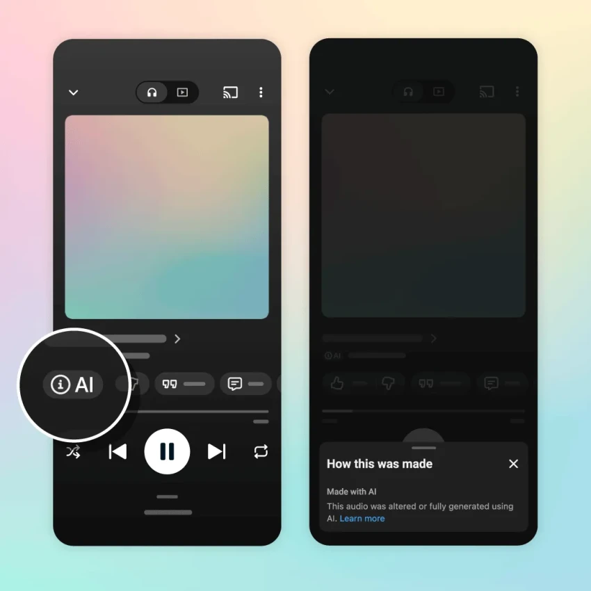 YouTube Music запускает новые лейблы на фоне наводнения стриминговых платформ музыкой, созданной с помощью ИИ.