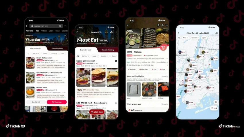 TikTok расширяет свою деятельность, создавая путеводители по ресторанам с функцией «Обязательно попробуйте».